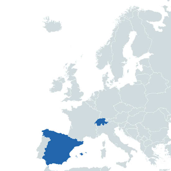 Karte von Europa mit den beteiligten Ländern